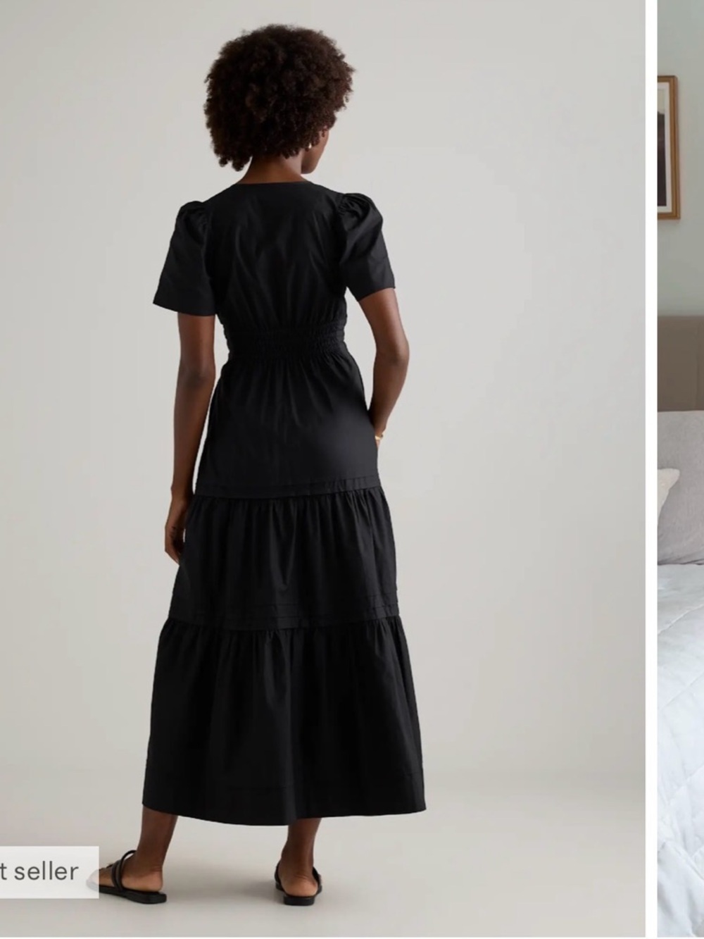 Quince Black Smocked Tiered Maxi Dress - Picture 3 of 5